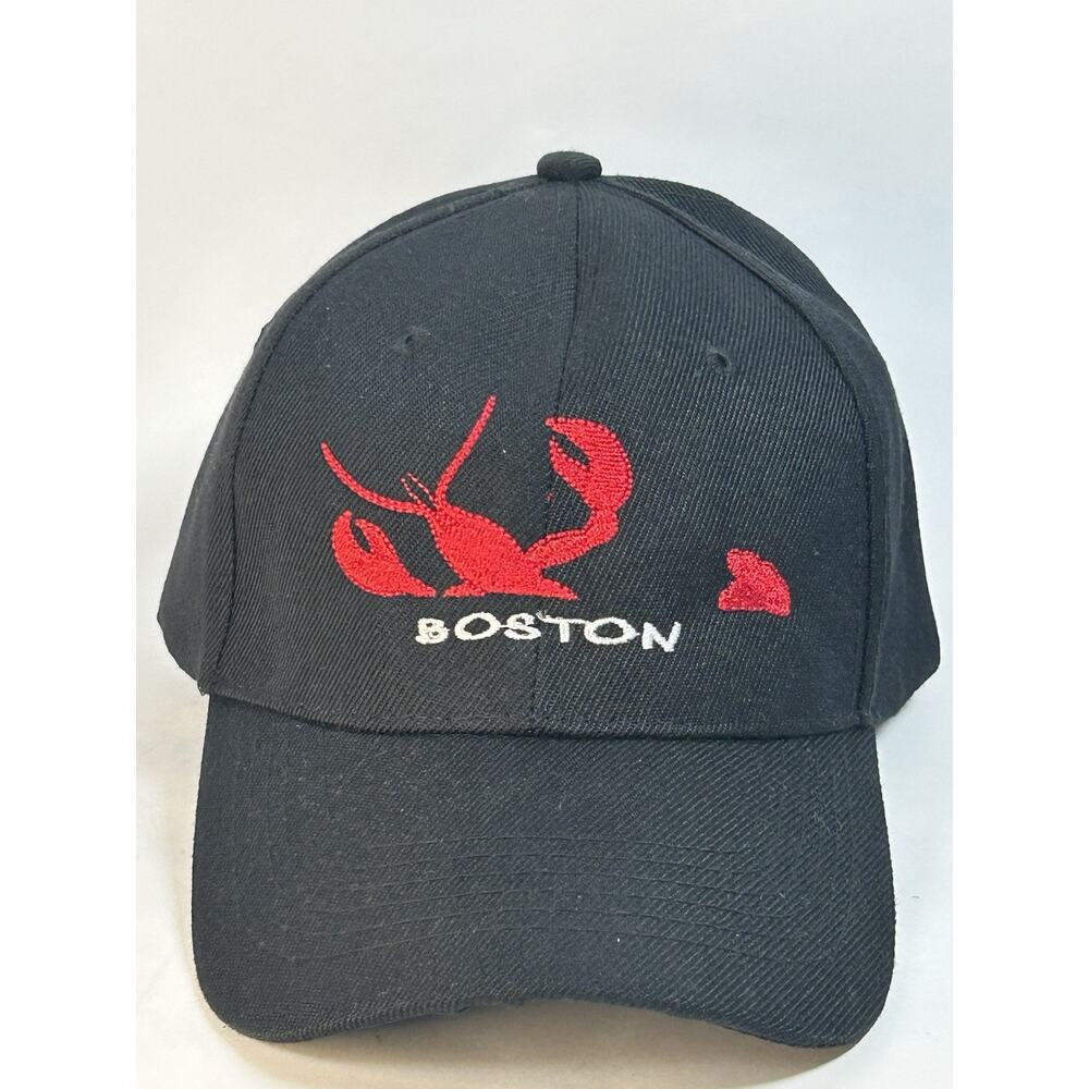 Boston Lobster Baseball Hat Cap Adjustable Strap Black - ONE SIZE